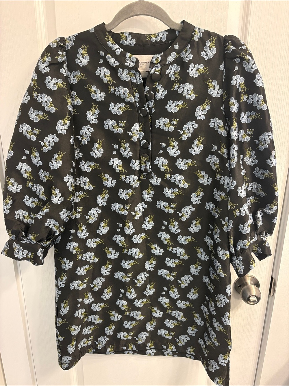 Tuckernuck Blue Dress with Light Blue and Olive Floral Print